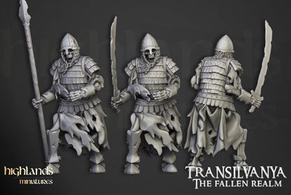 Skeleton Boyar Guards with Command Group 10 models Highland Miniatures Transilvanya Undead Various Scales (US tariffs are pre-paid by us)
