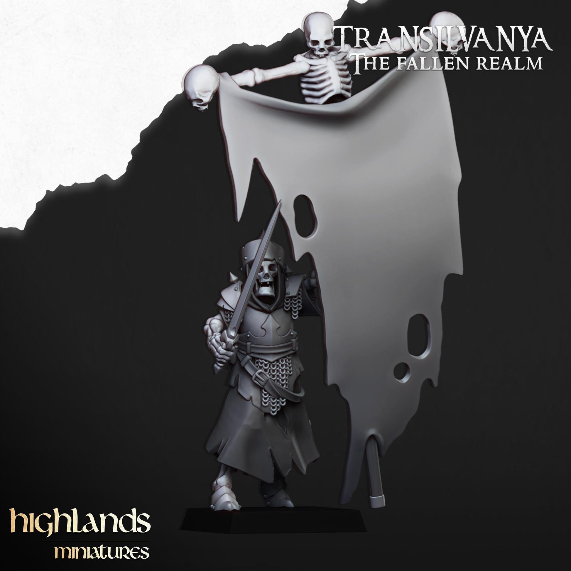 Skeletal Guards with Command Group 10 models Highland Miniatures Various Scales (US tariffs are pre-paid by us)