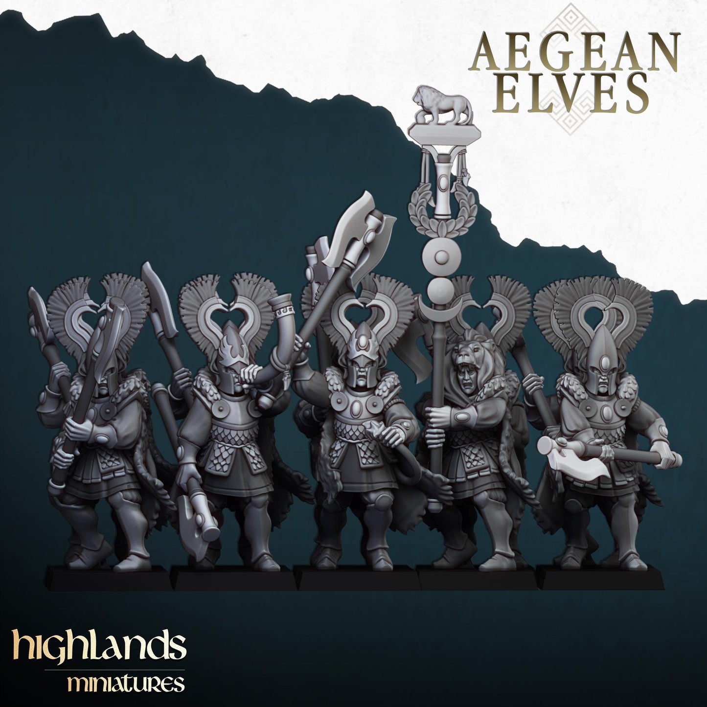 Nemean Lions Aegean Elves with Command Group 10 models Highland Miniatures Various Scales (US tariffs are pre-paid by us)