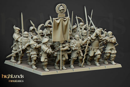 Landsknechts of Soltau with Command Group 10 models Highland Miniatures Various Scales (US tariffs are pre-paid by us)