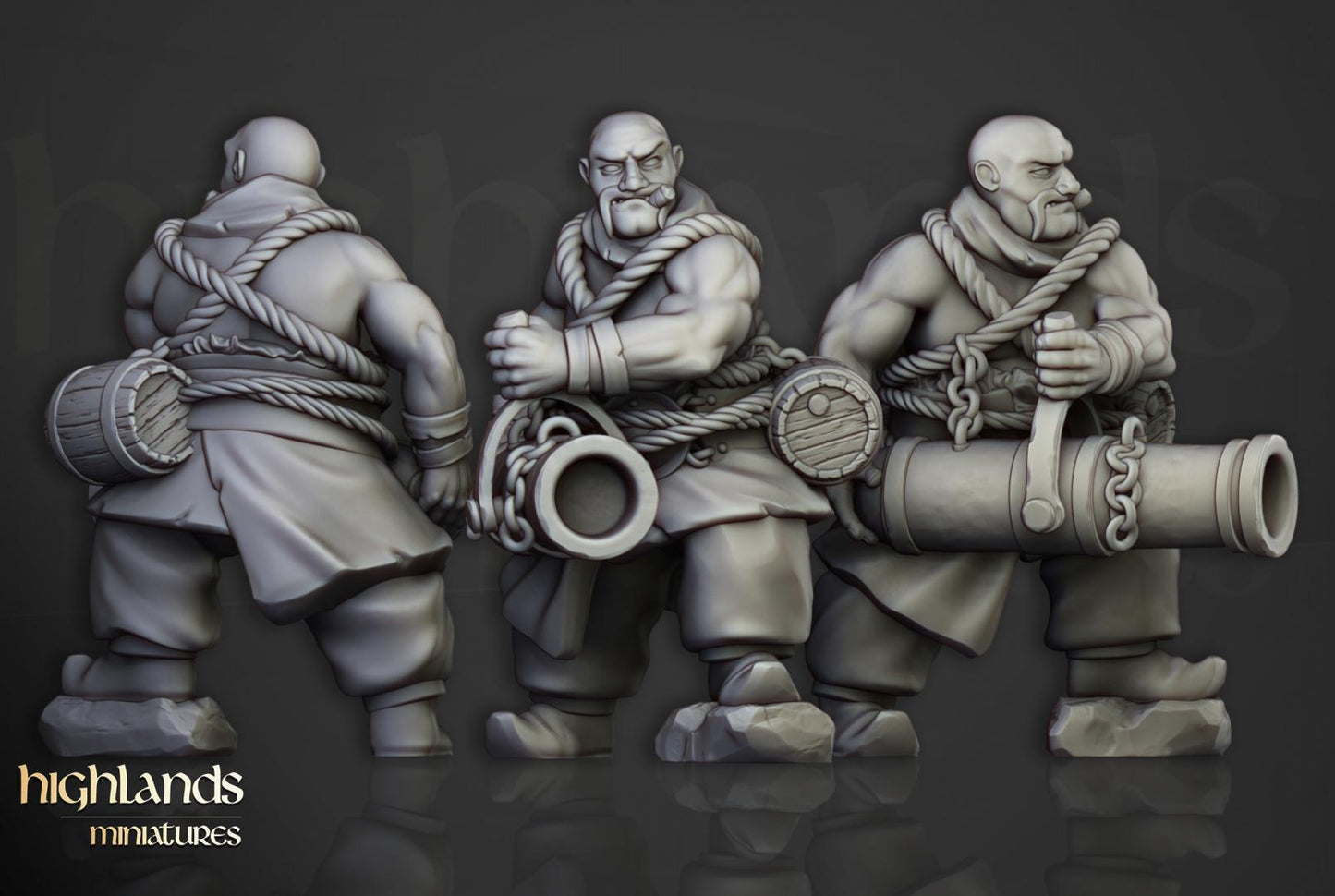 Khazarian Ogre Gunners 6 models Highland Miniatures Various Scales (US tariffs are pre-paid by us)