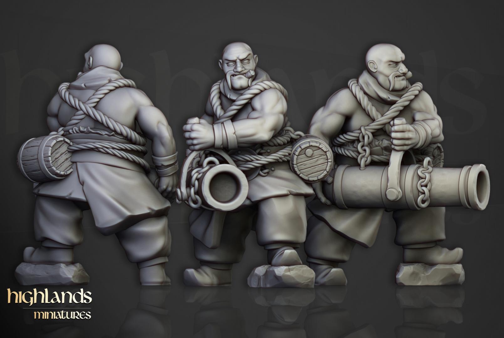 Khazarian Ogre Gunners 6 models Highland Miniatures Various Scales (US tariffs are pre-paid by us)