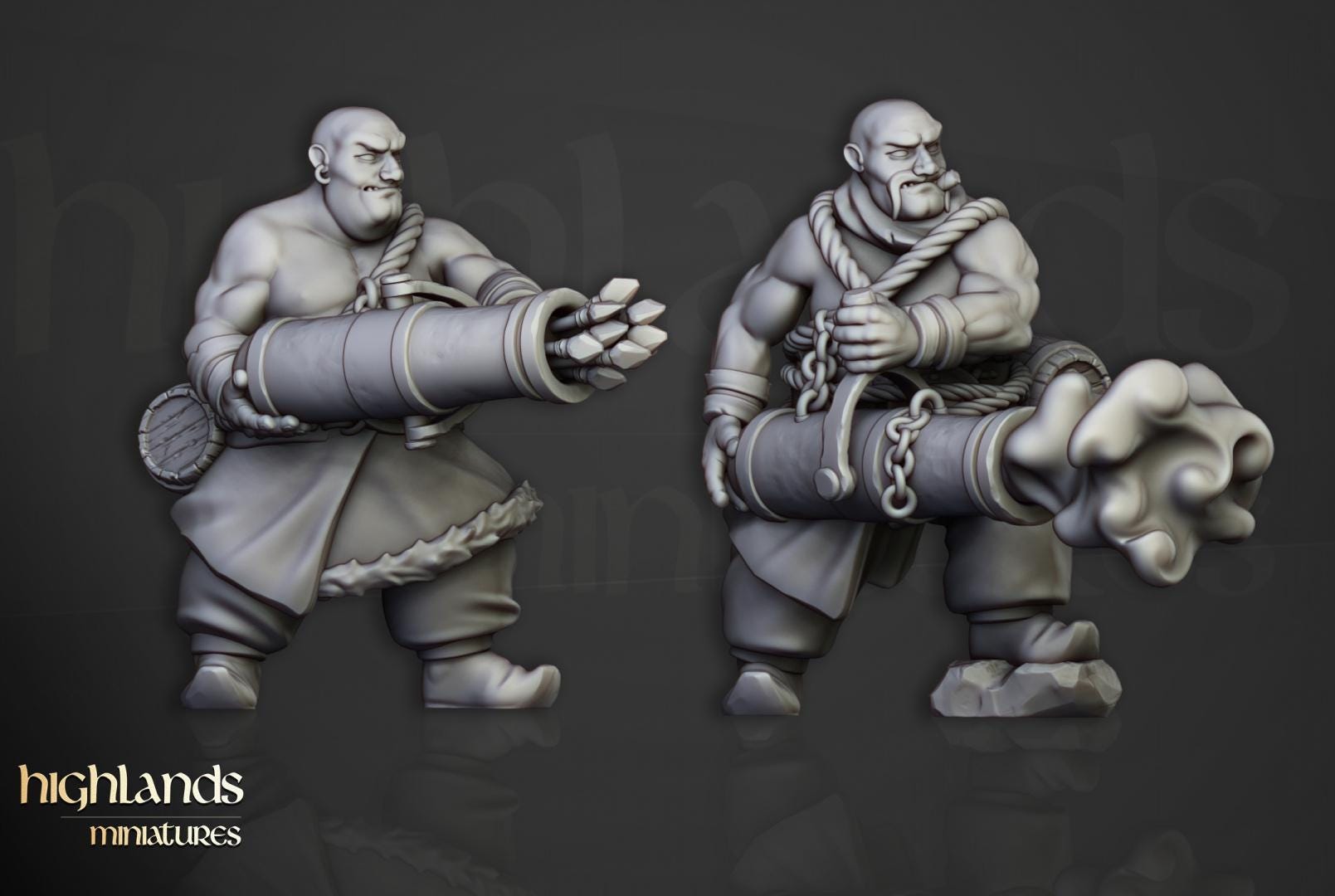 Khazarian Ogre Gunners 6 models Highland Miniatures Various Scales (US tariffs are pre-paid by us)