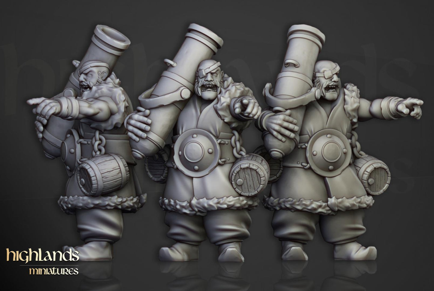 Khazarian Ogre Gunners 6 models Highland Miniatures Various Scales (US tariffs are pre-paid by us)