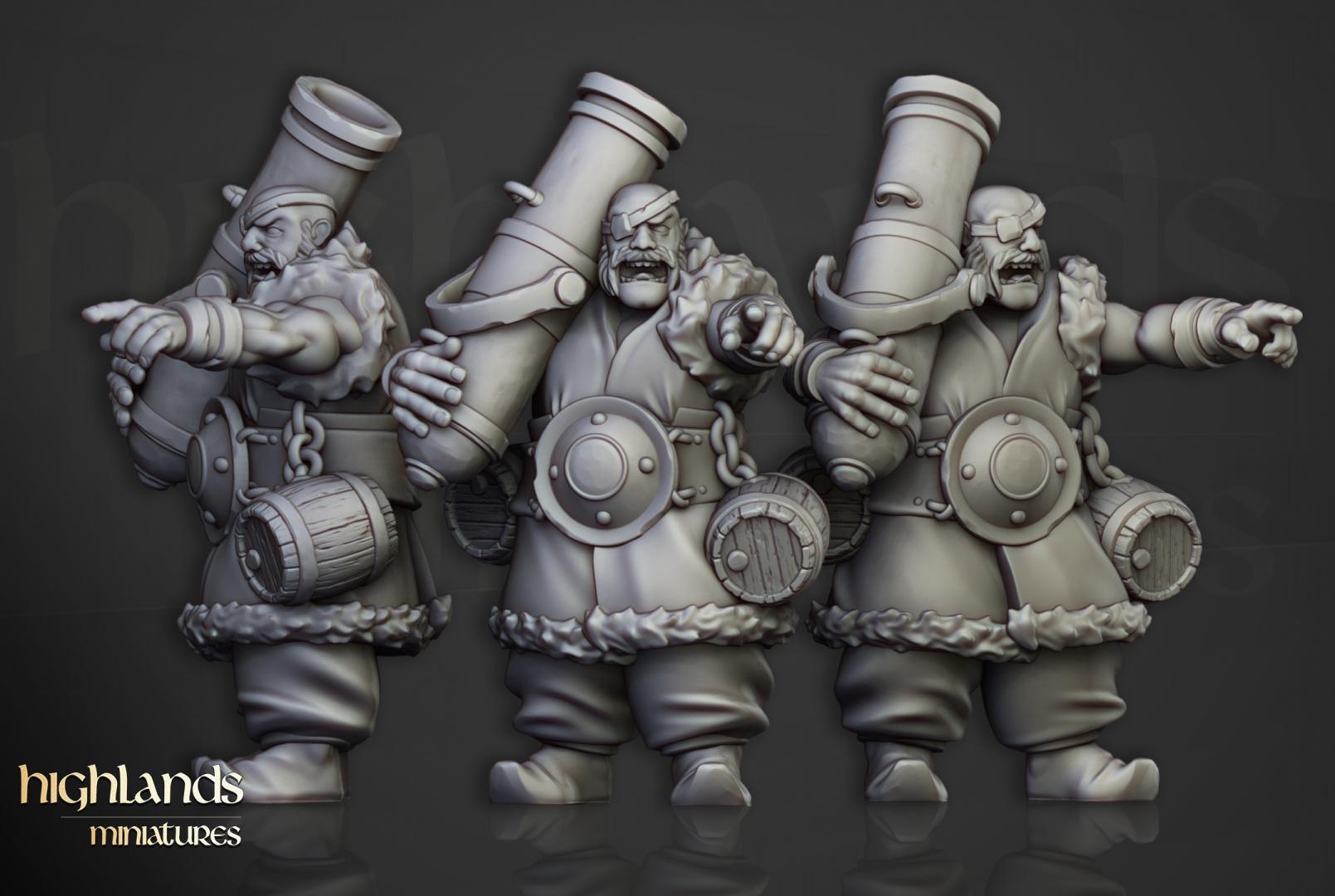 Khazarian Ogre Gunners 6 models Highland Miniatures Various Scales (US tariffs are pre-paid by us)