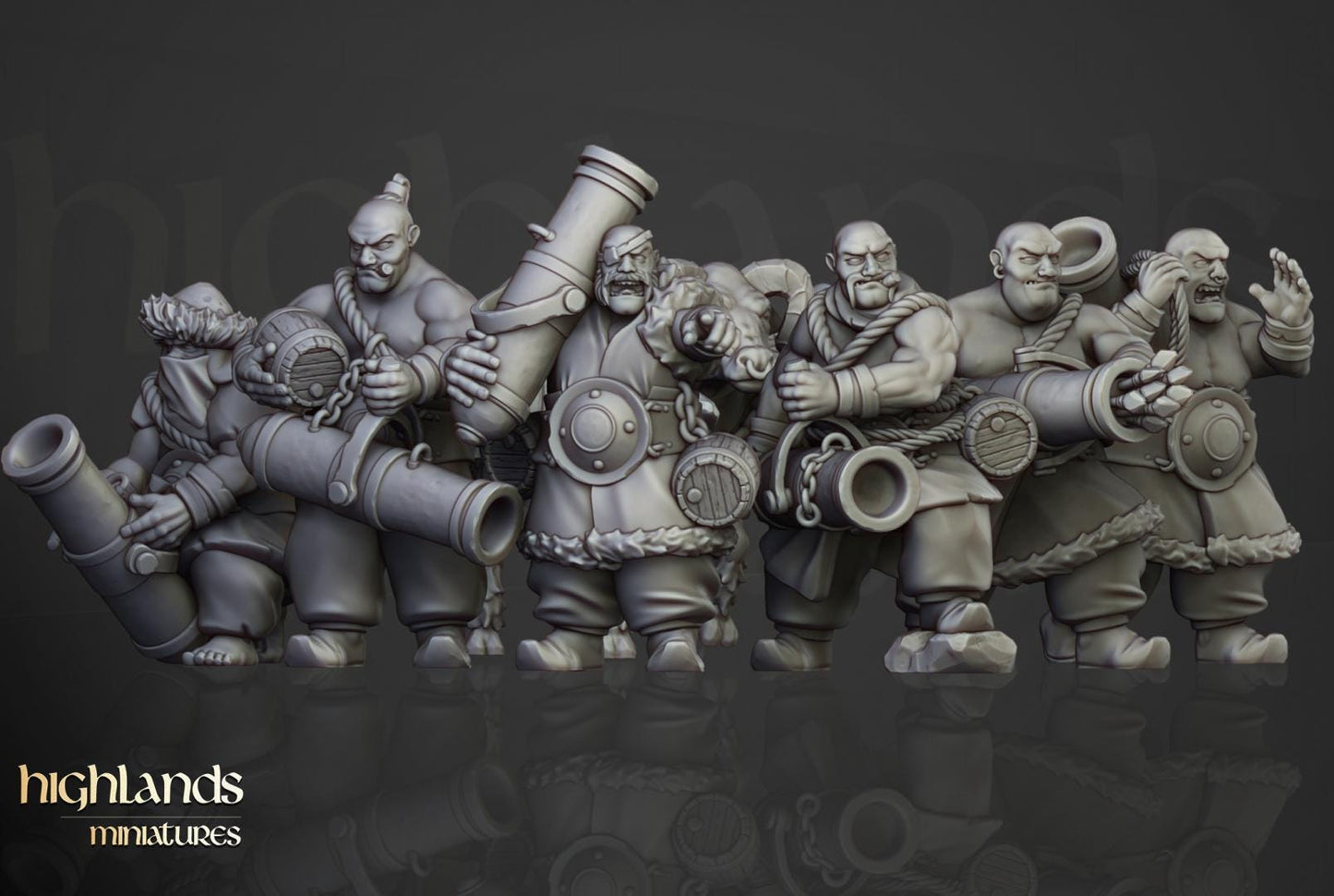 Khazarian Ogre Gunners 6 models Highland Miniatures Various Scales (US tariffs are pre-paid by us)