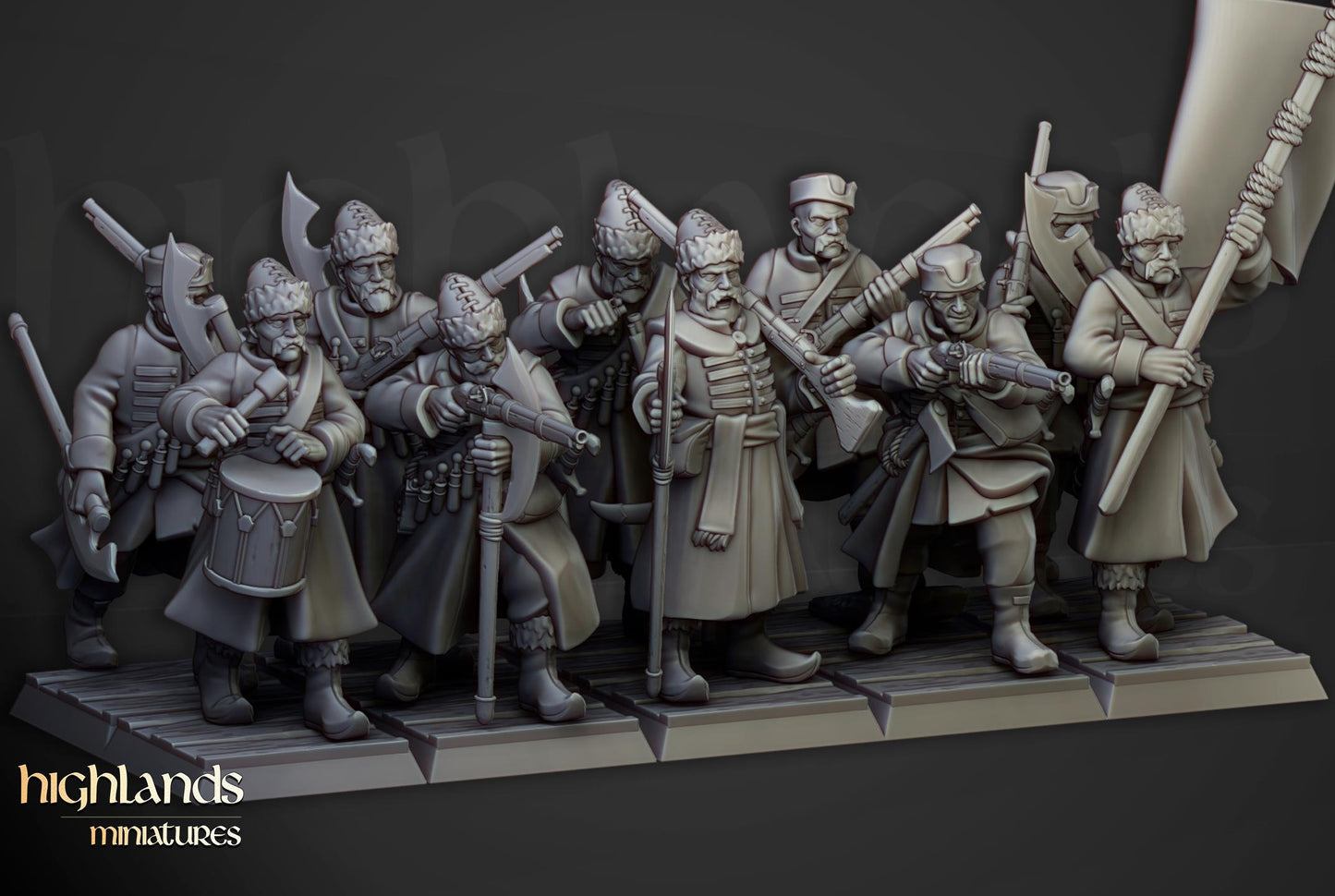 Harbor Strelcy with Command Group 10 models Highland Miniatures Various Scales (US tariffs are pre-paid by us)