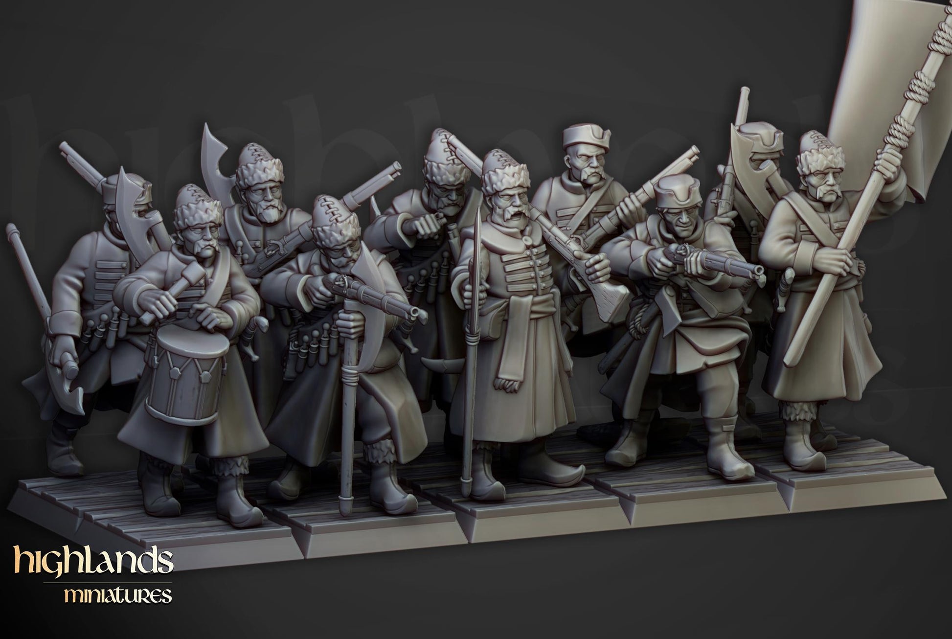 Harbor Strelcy with Command Group 10 models Highland Miniatures Various Scales (US tariffs are pre-paid by us)