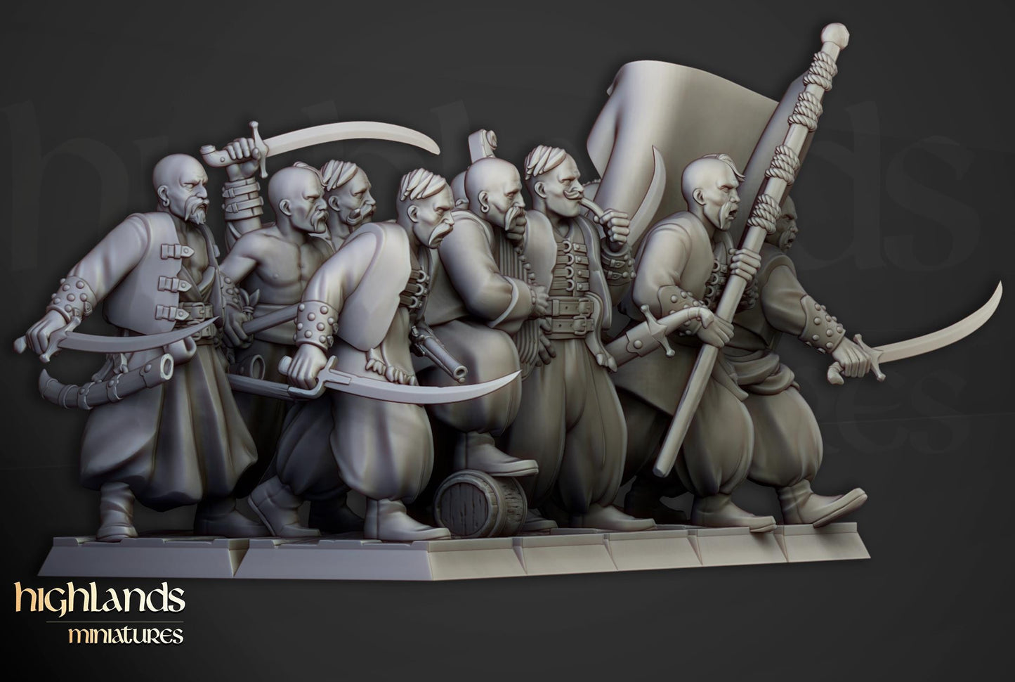 Harbour Cossacks with Command Group 10 multipart models Highland Miniatures Various Scales (US tariffs are pre-paid by us)