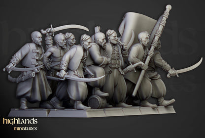 Harbour Cossacks with Command Group 10 multipart models Highland Miniatures Various Scales (US tariffs are pre-paid by us)