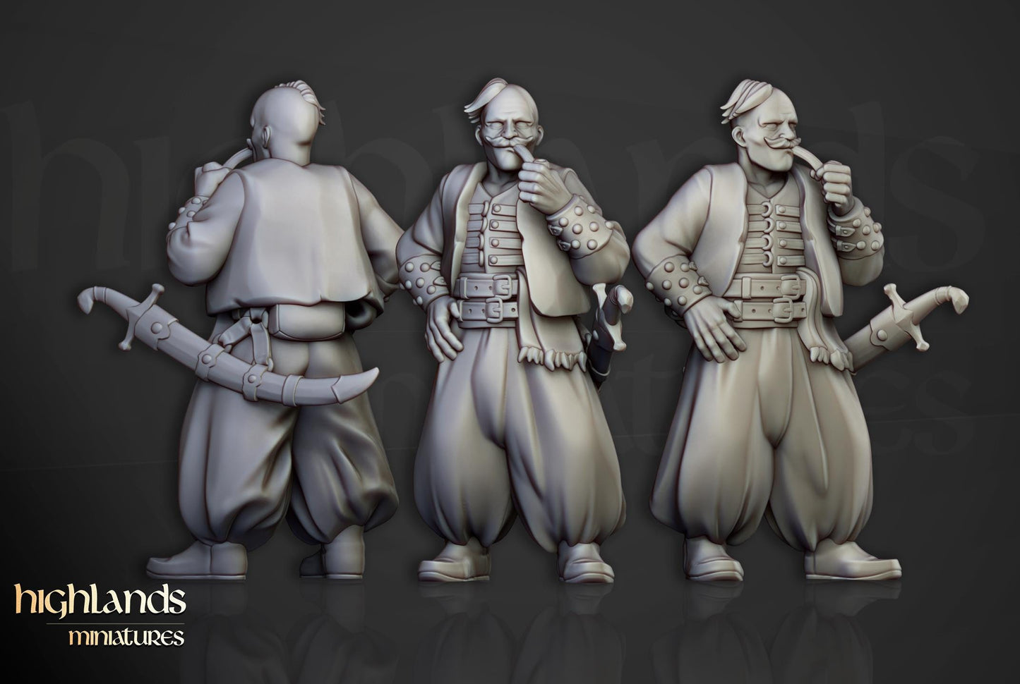Harbour Cossacks with Command Group 10 multipart models Highland Miniatures Various Scales (US tariffs are pre-paid by us)