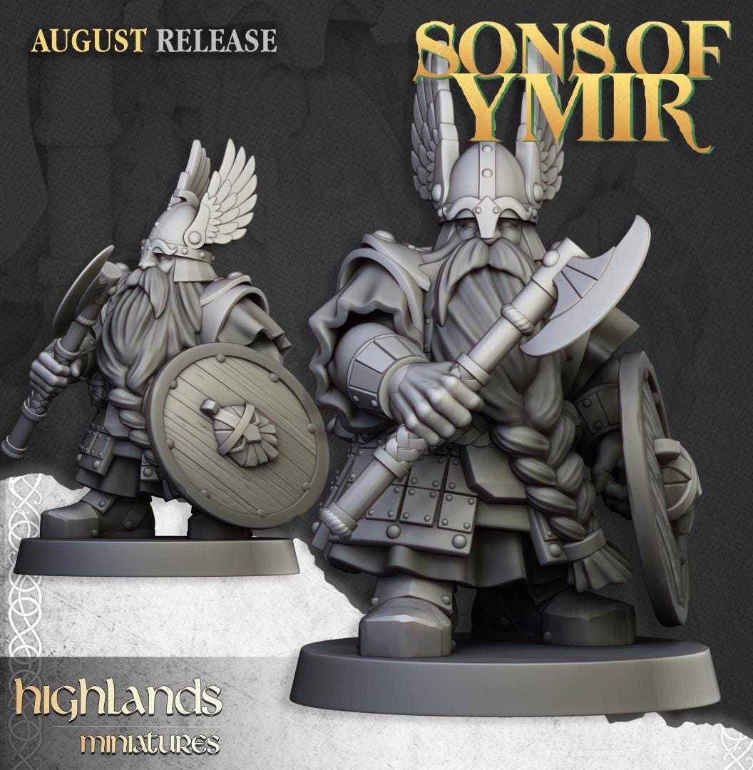 Dwarf Veterans Unit with Command Group 10 models Highland Miniatures Various Scales (US tariffs are pre-paid by us)