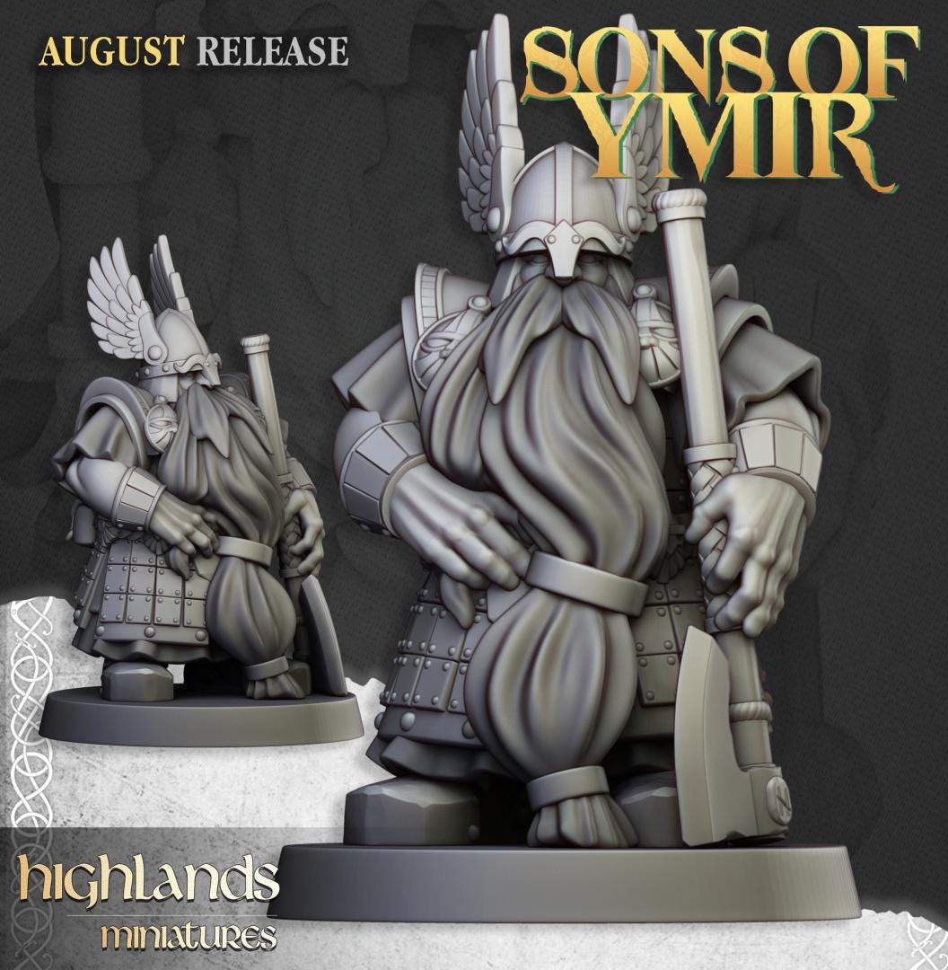 Dwarf Veterans Unit with Command Group 10 models Highland Miniatures Various Scales (US tariffs are pre-paid by us)