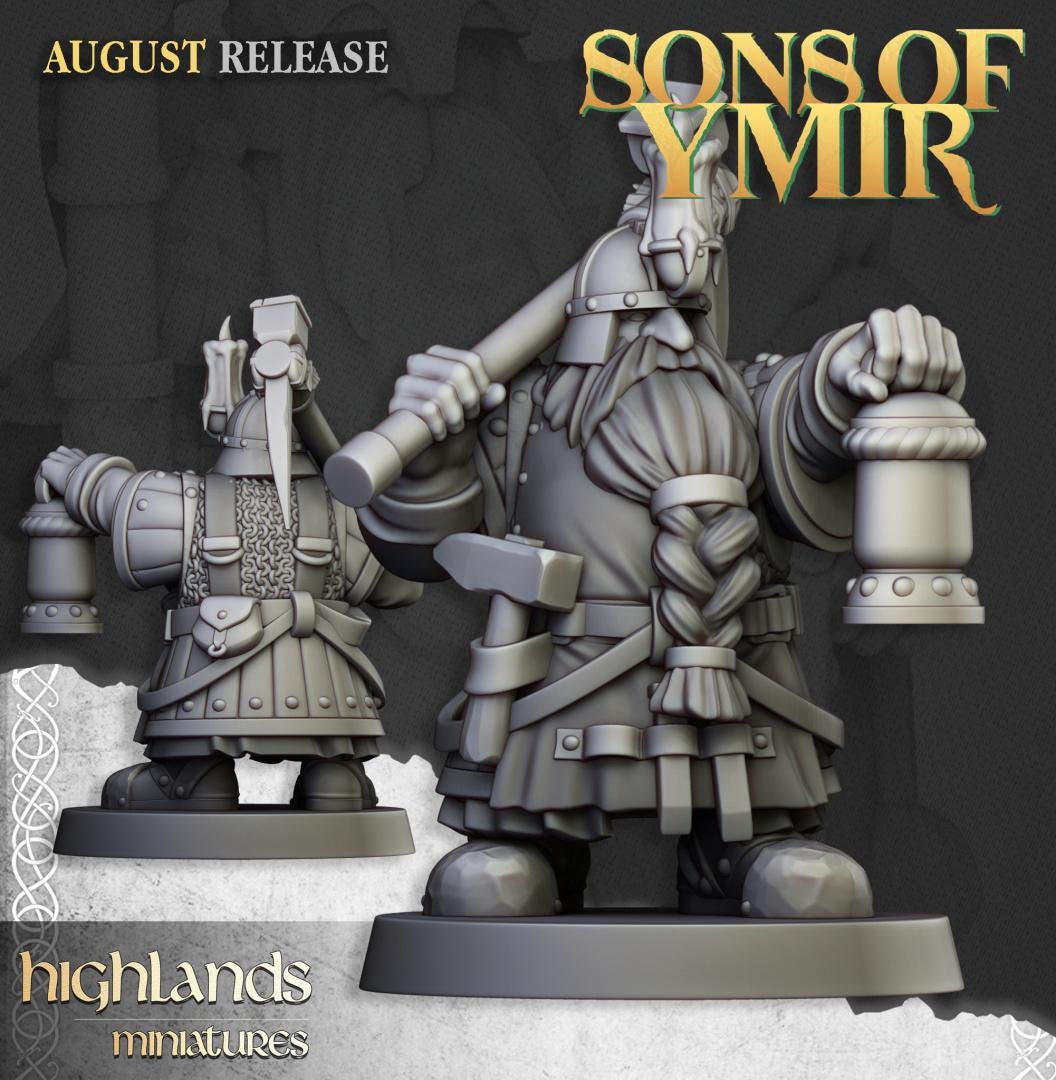 Dwarf Miners Unit with Command Group 10 models Highland Miniatures Various Scales (US tariffs are pre-paid by us)