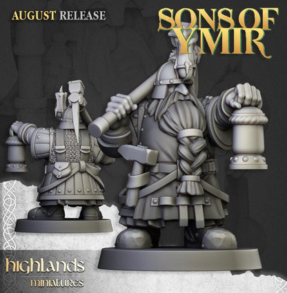 Dwarf Miners Unit with Command Group 10 models Highland Miniatures Various Scales (US tariffs are pre-paid by us)