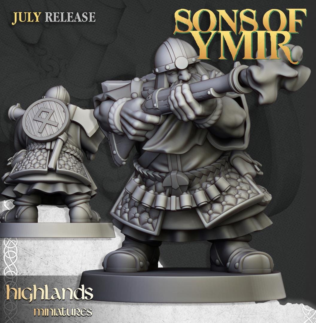 Dwarf Marksmen with Command Group 10 models Highland Miniatures Various Scales (US tariffs are pre-paid by us)