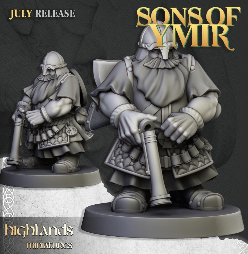Dwarf Marksmen with Command Group 10 models Highland Miniatures Various Scales (US tariffs are pre-paid by us)