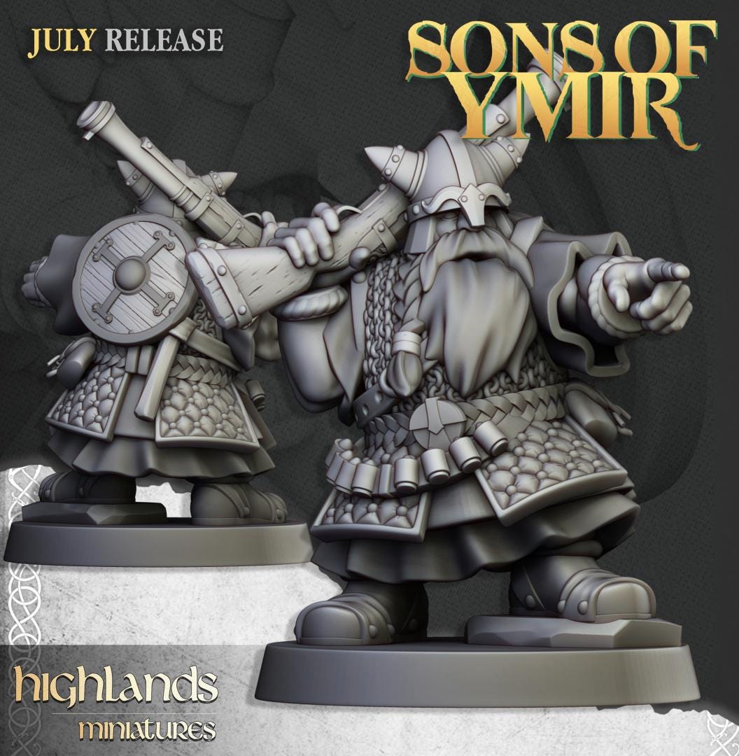 Dwarf Marksmen with Command Group 10 models Highland Miniatures Various Scales (US tariffs are pre-paid by us)