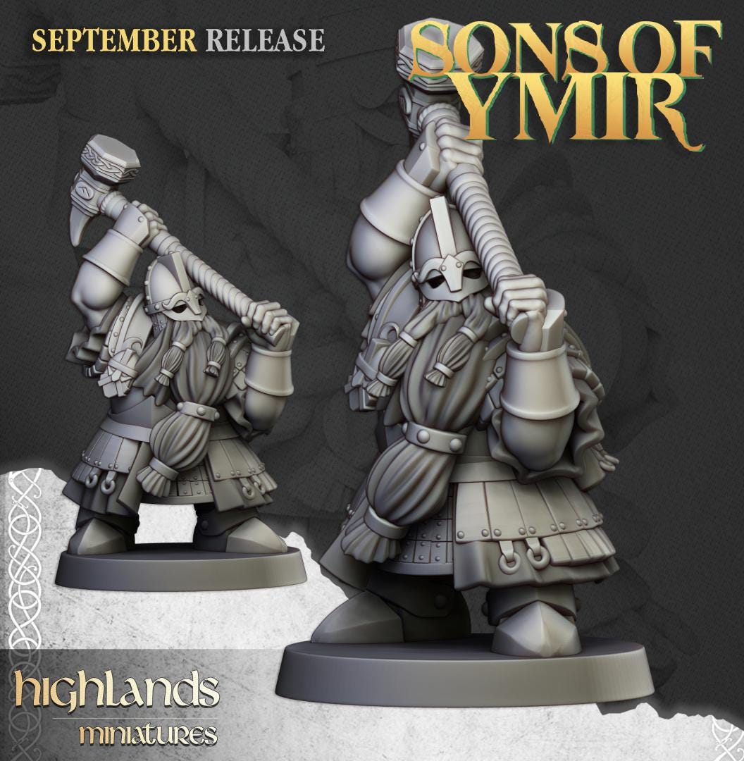 Dwarf Kings Guard Unit with Command Group 10 models Highland Miniatures Various Scales (US tariffs are pre-paid by us)