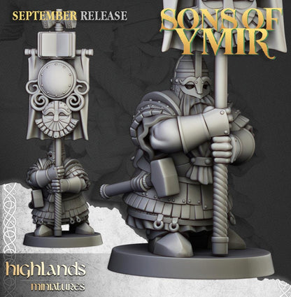 Dwarf Kings Guard Unit with Command Group 10 models Highland Miniatures Various Scales (US tariffs are pre-paid by us)