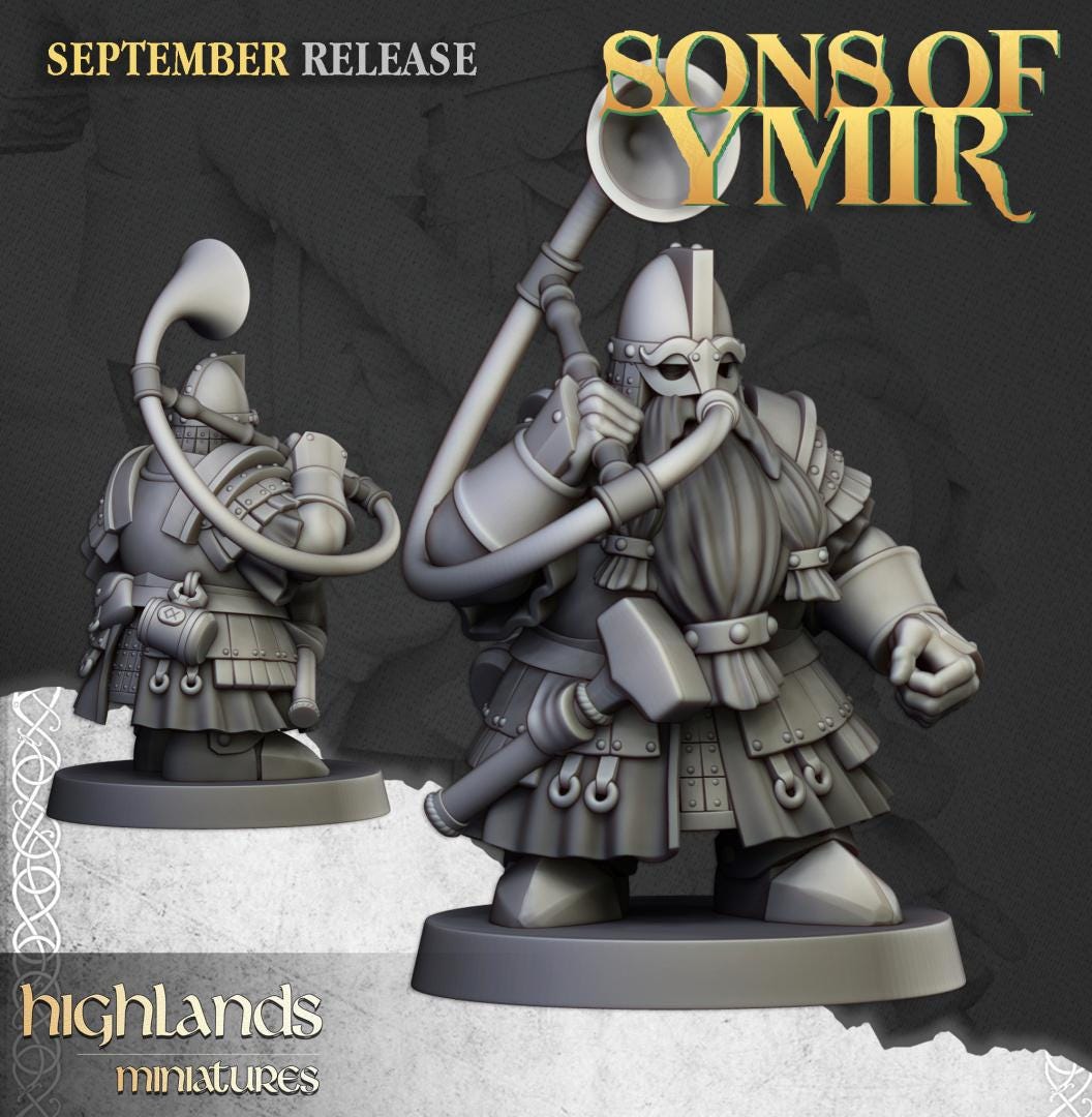 Dwarf Kings Guard Unit with Command Group 10 models Highland Miniatures Various Scales (US tariffs are pre-paid by us)