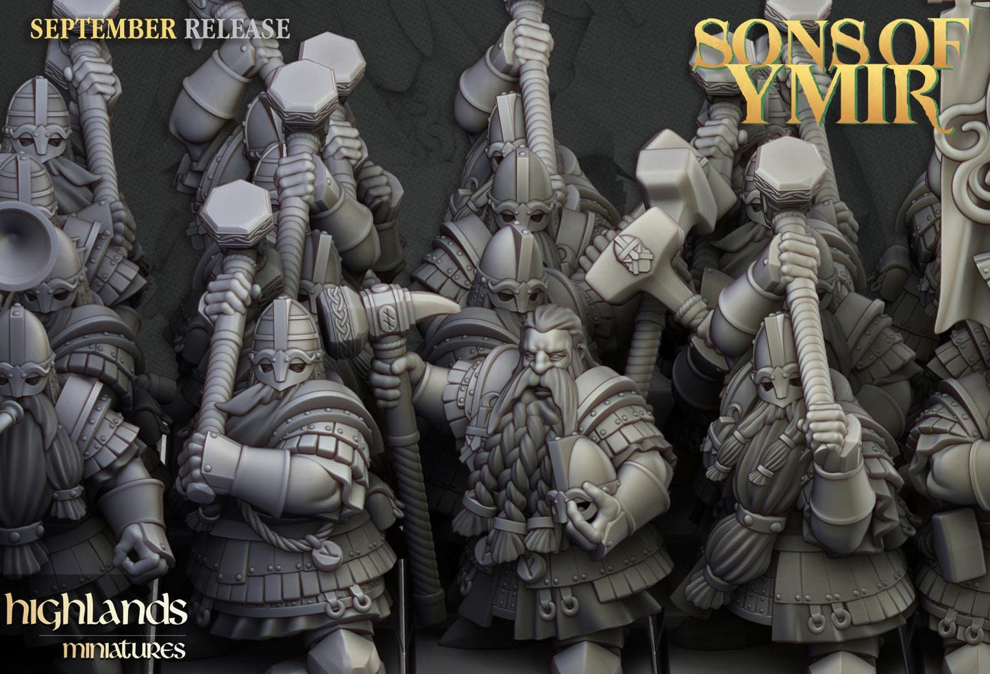 Dwarf Kings Guard Unit with Command Group 10 models Highland Miniatures Various Scales (US tariffs are pre-paid by us)