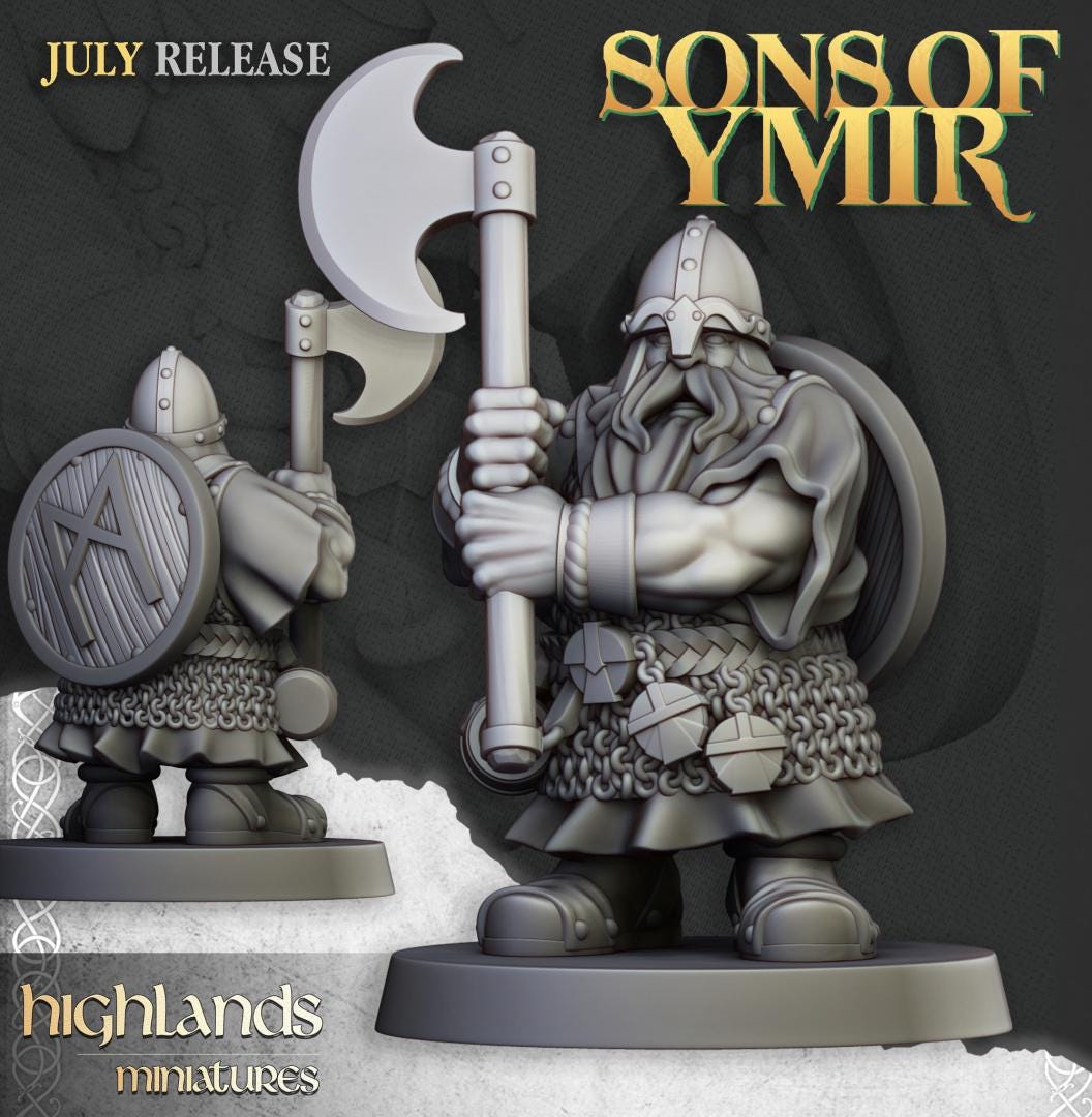 Dwarf Warriors with two handed weapons 10 models Highland Miniatures Various Scales (US tariffs are pre-paid by us)