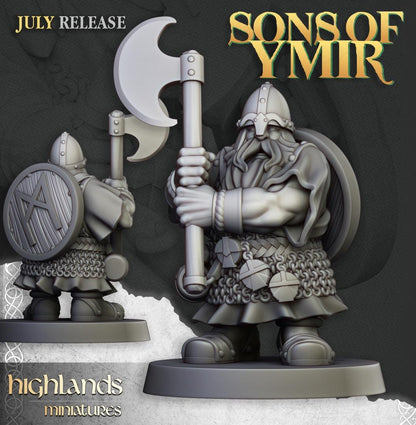 Dwarf Warriors with two handed weapons 10 models Highland Miniatures Various Scales (US tariffs are pre-paid by us)