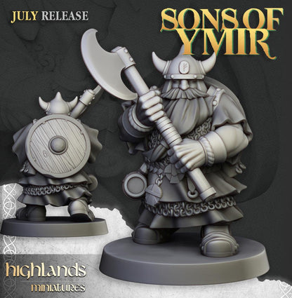 Dwarf Warriors with two handed weapons 10 models Highland Miniatures Various Scales (US tariffs are pre-paid by us)