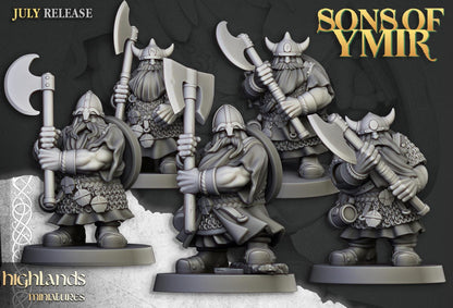 Dwarf Warriors with two handed weapons 10 models Highland Miniatures Various Scales (US tariffs are pre-paid by us)
