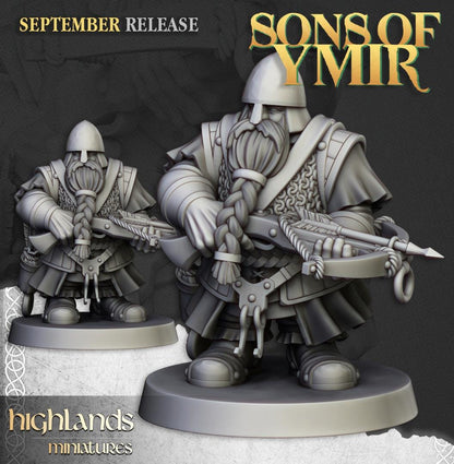 Dwarf Crossbowmen Unit with Command Group 10 models Highland Miniatures Various Scales (US tariffs are pre-paid by us)