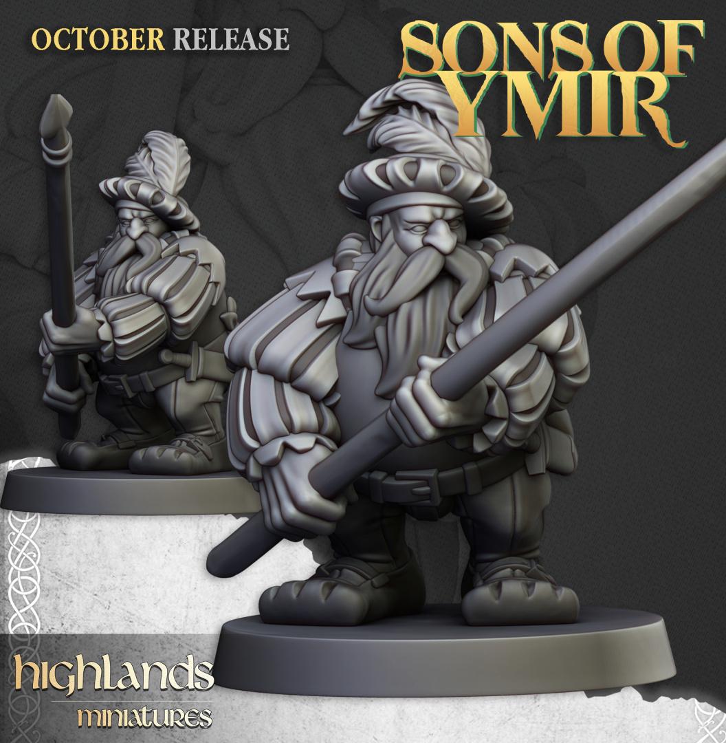 Dwarf Pike men Unit with Command Group 10 models Highland Miniatures Various Scales (US tariffs are pre-paid by us)