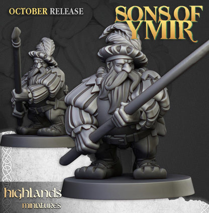 Dwarf Pike men Unit with Command Group 10 models Highland Miniatures Various Scales (US tariffs are pre-paid by us)