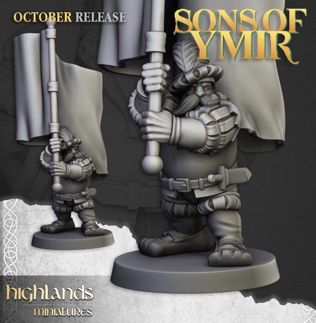 Dwarf Pike men Unit with Command Group 10 models Highland Miniatures Various Scales (US tariffs are pre-paid by us)