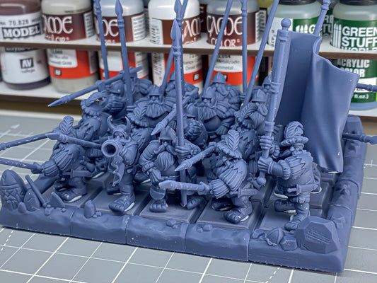 Dwarf Pike men Unit with Command Group 10 models Highland Miniatures Various Scales (US tariffs are pre-paid by us)