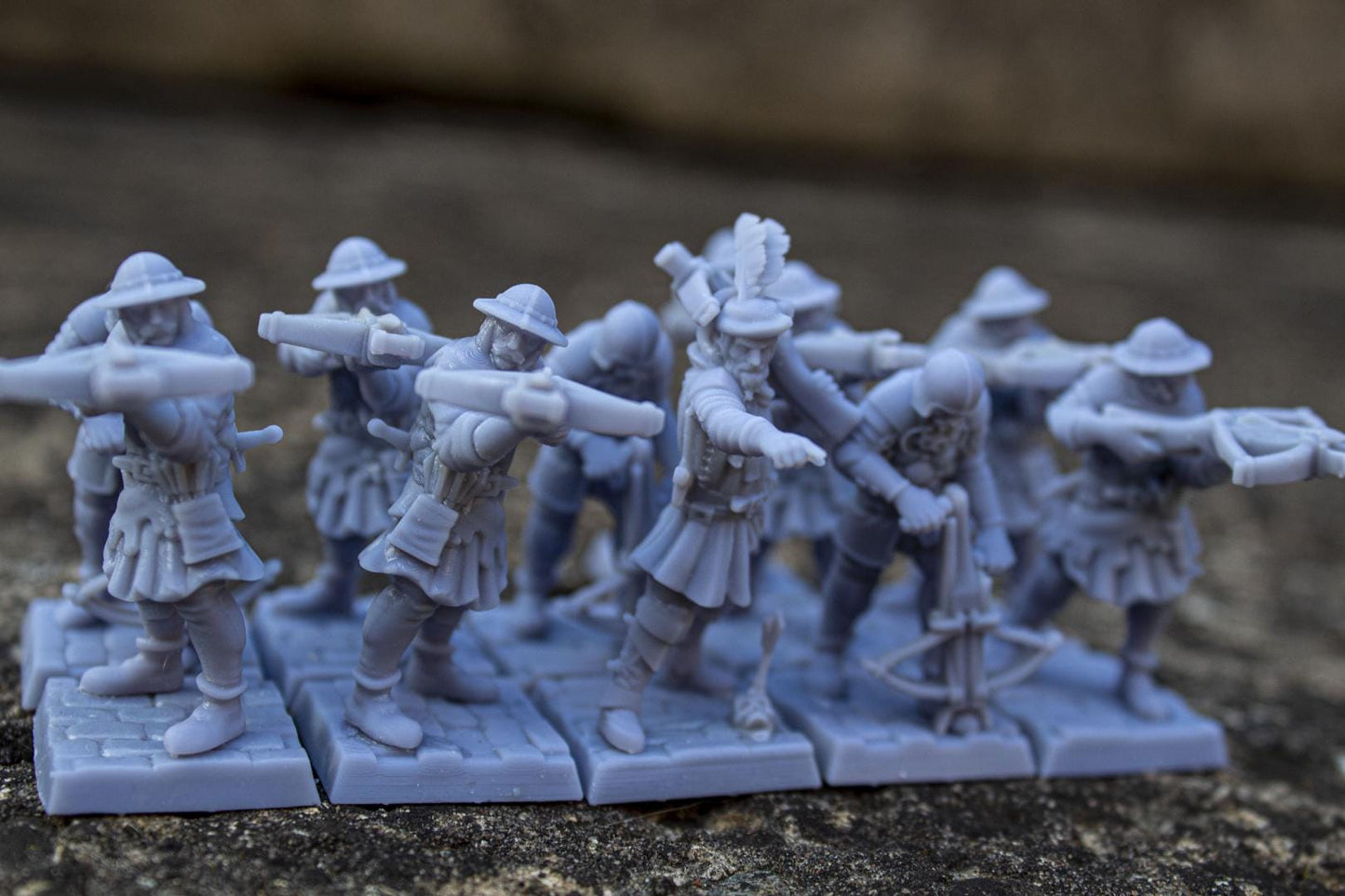 Medieval Crossbowmen 10 multipart models Highland Miniatures Various Scales (US tariffs are pre-paid by us)