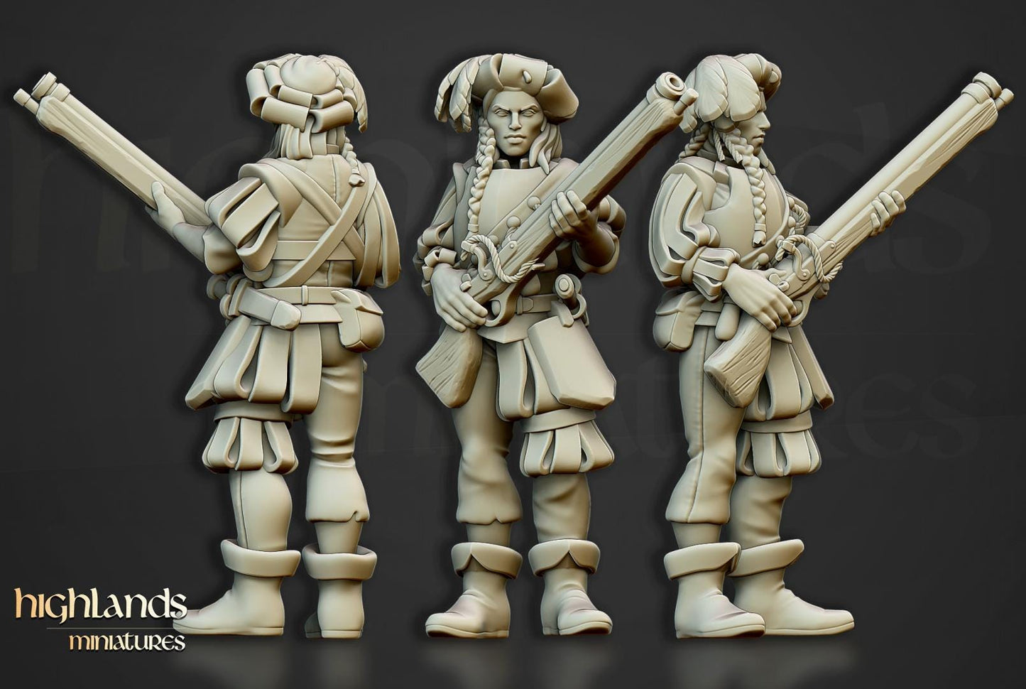 Arquebusiers Unit 10 models Highland Miniatures Various Scales (US tariffs are pre-paid by us)