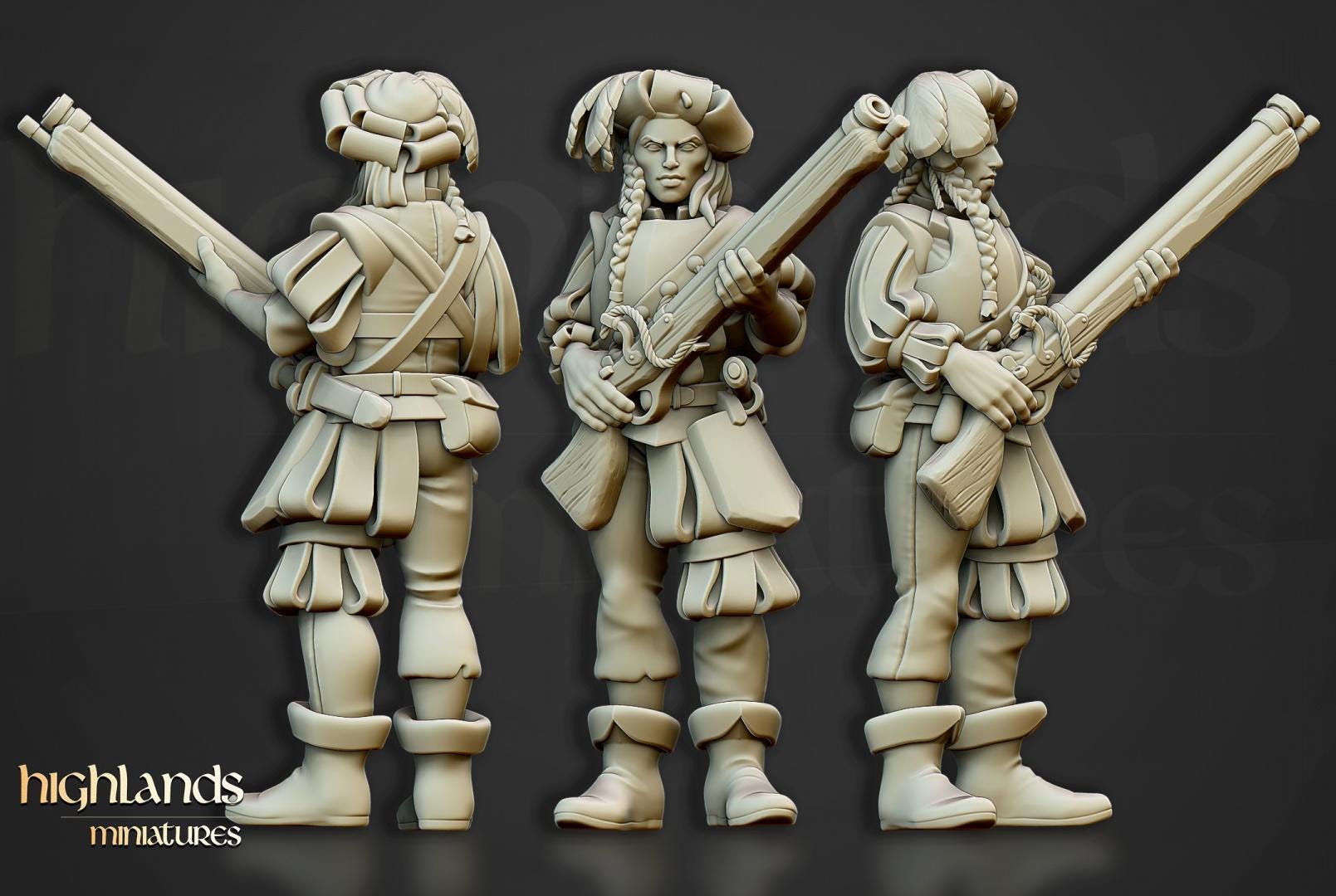 Arquebusiers Unit 10 models Highland Miniatures Various Scales (US tariffs are pre-paid by us)