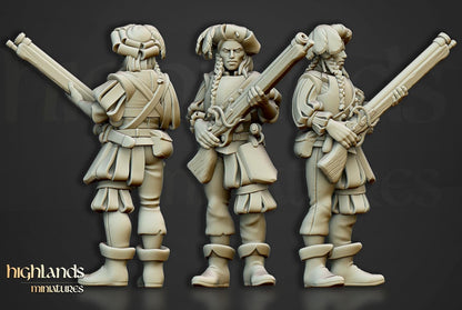 Arquebusiers Unit 10 models Highland Miniatures Various Scales (US tariffs are pre-paid by us)