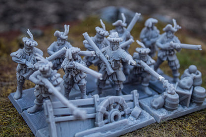 Arquebusiers Unit 10 models Highland Miniatures Various Scales (US tariffs are pre-paid by us)