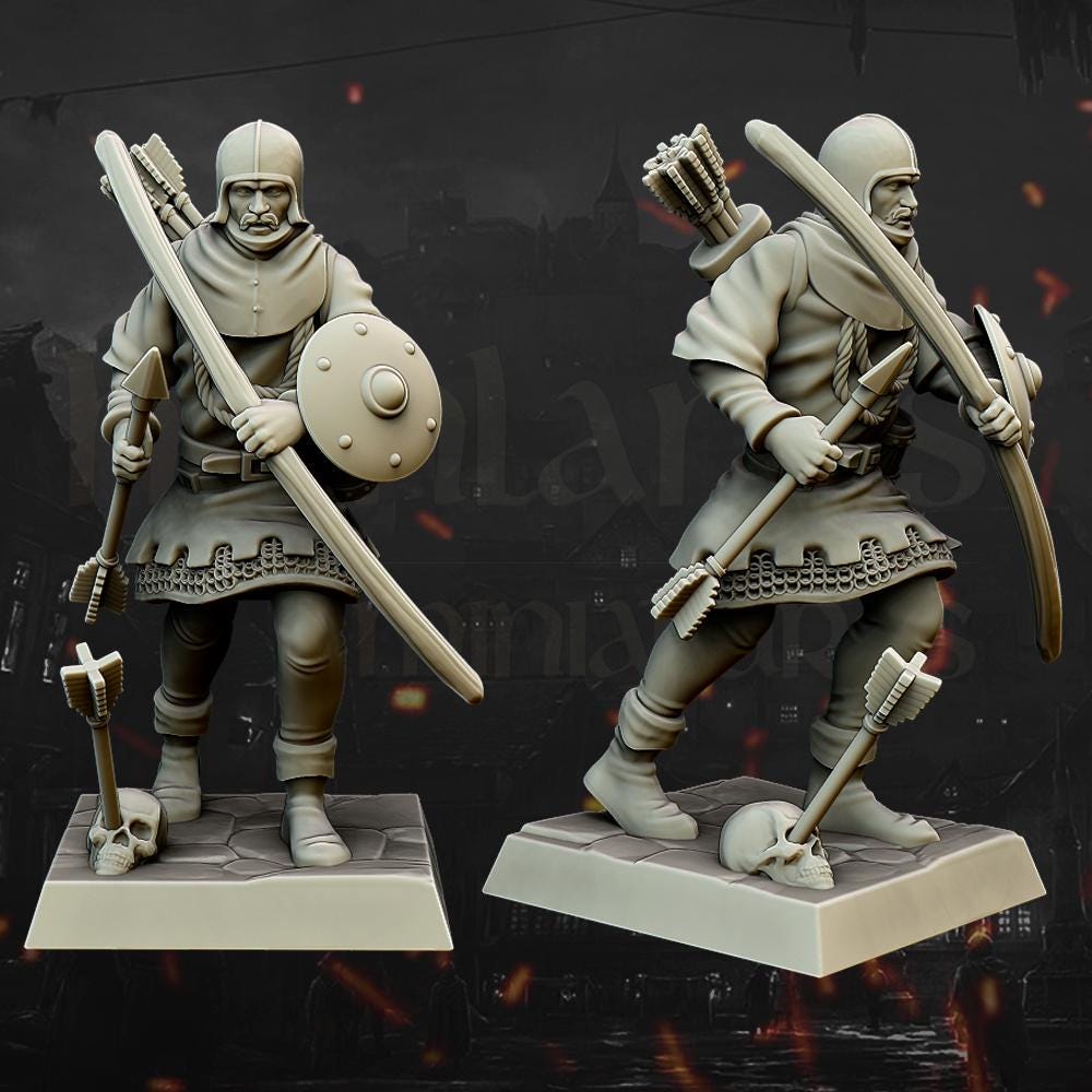 Medieval Archers Unit 10 multipart models Highland Miniatures Various Scales (US tariffs are pre-paid by us)