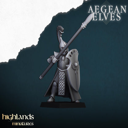 Aegean Elves Spearmen with Command Group 10 models Highland Miniatures Various Scales (US tariffs are pre-paid by us)