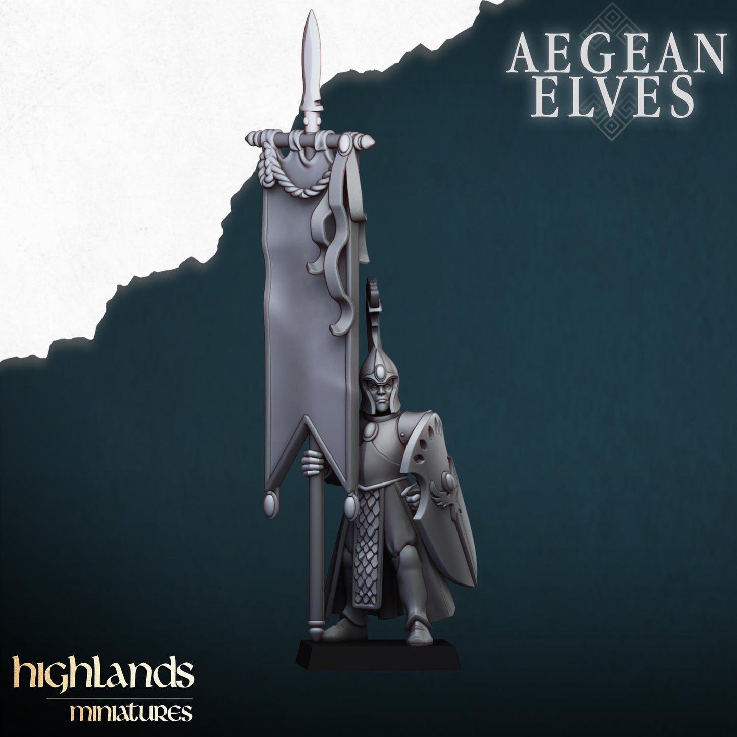 Aegean Elves Spearmen with Command Group 10 models Highland Miniatures Various Scales (US tariffs are pre-paid by us)