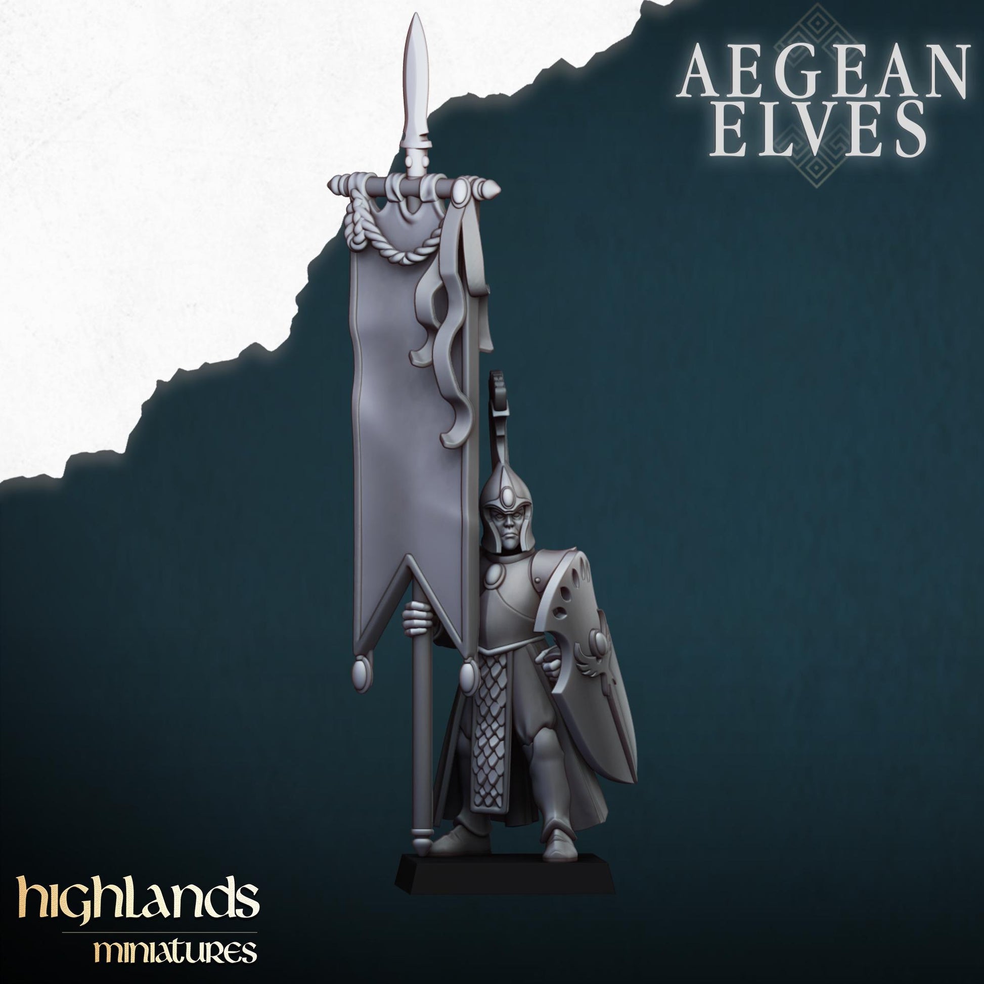 Aegean Elves Spearmen with Command Group 10 models Highland Miniatures Various Scales (US tariffs are pre-paid by us)