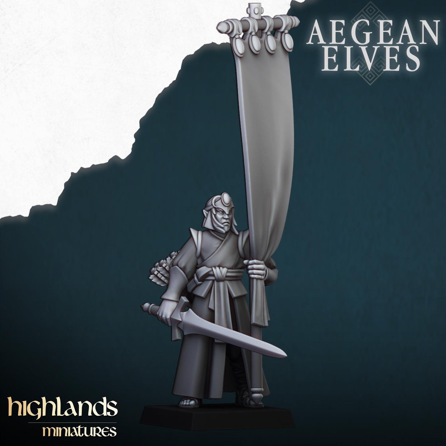 Aegean Elves Archers with Command Group 10 models Highland Miniatures Various Scales (US tariffs are pre-paid by us)