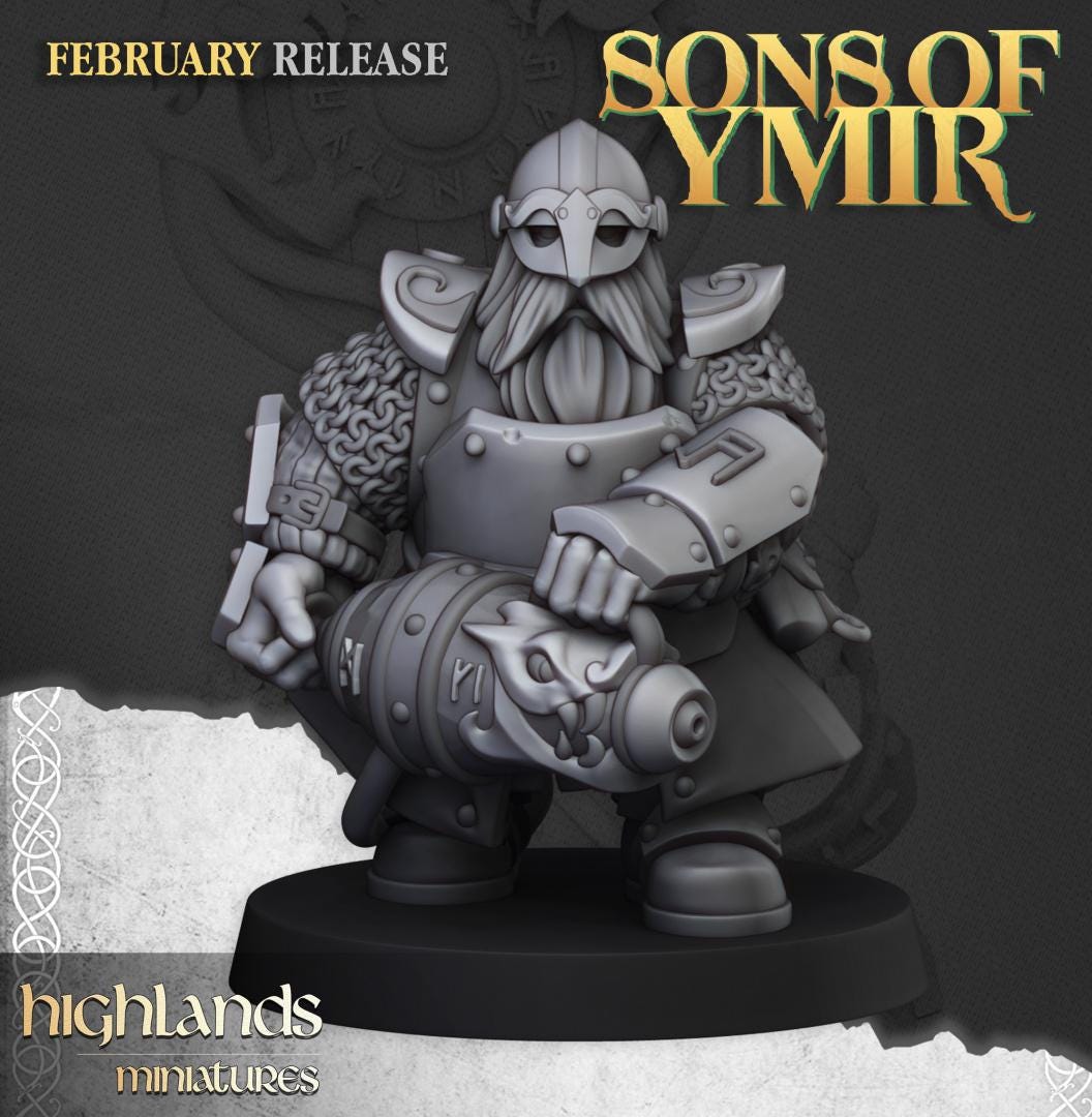 Dwarf Firespitters with Command Group 10 models Highland Miniatures Various Scales (US tariffs are pre-paid by us)