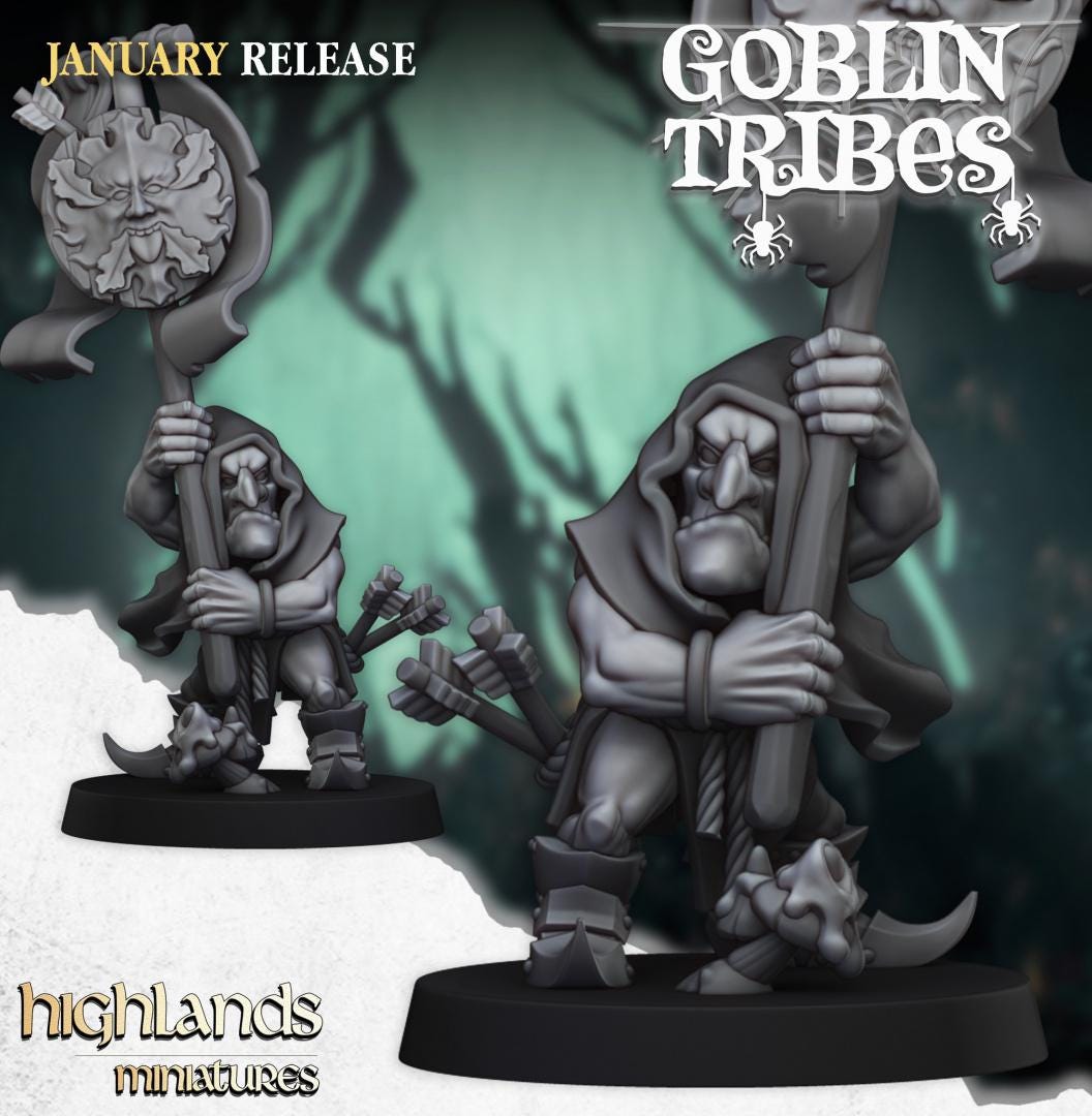 Swamp goblins with Bows and Command Group 10 models Highland Miniatures Various Scales (US tariffs are pre-paid by us)