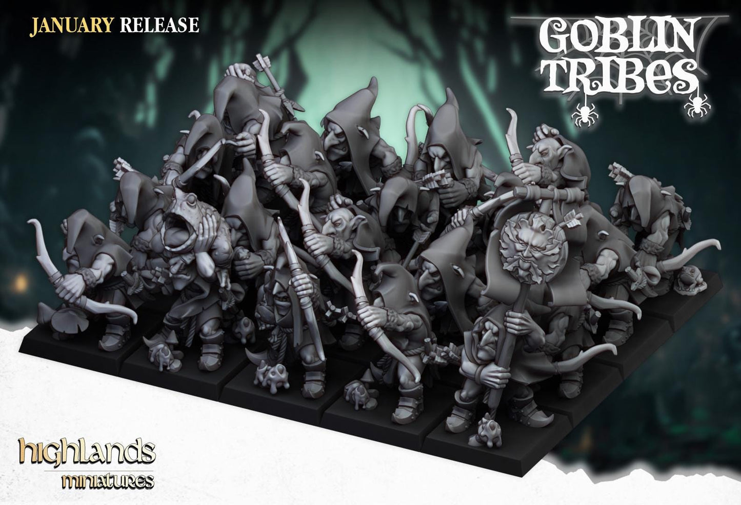 Swamp goblins with Bows and Command Group 10 models Highland Miniatures Various Scales (US tariffs are pre-paid by us)