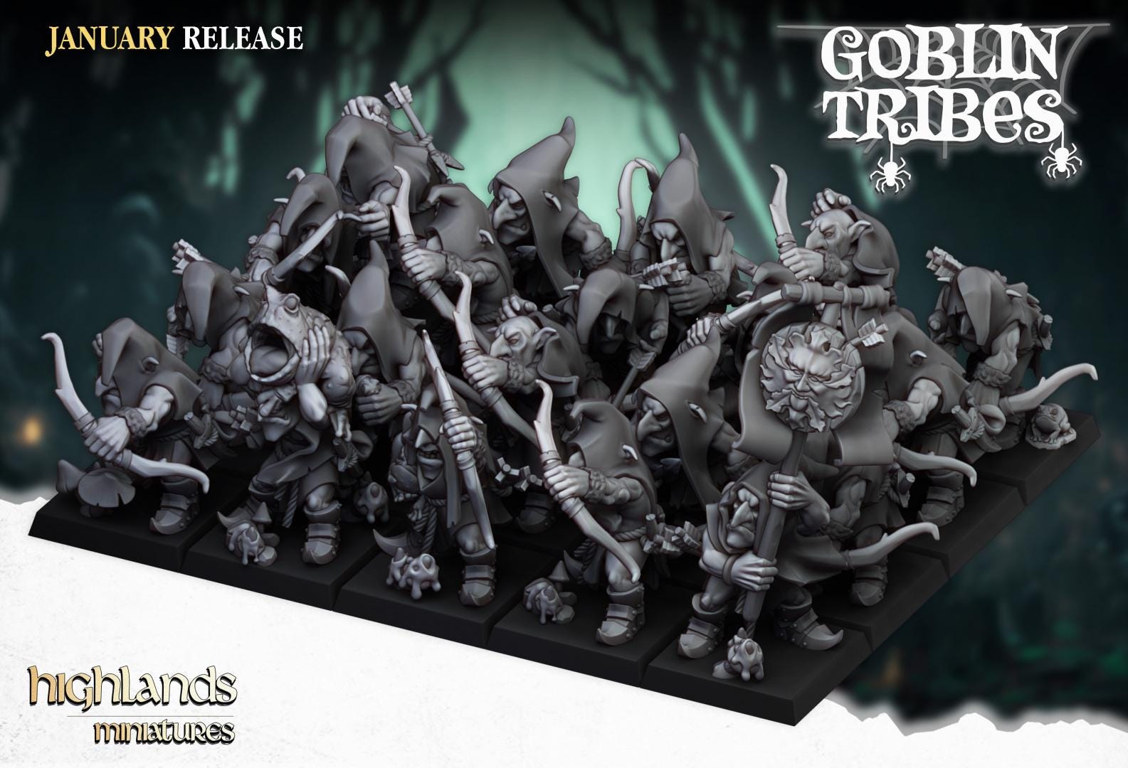 Swamp goblins with Bows and Command Group 10 models Highland Miniatures Various Scales (US tariffs are pre-paid by us)