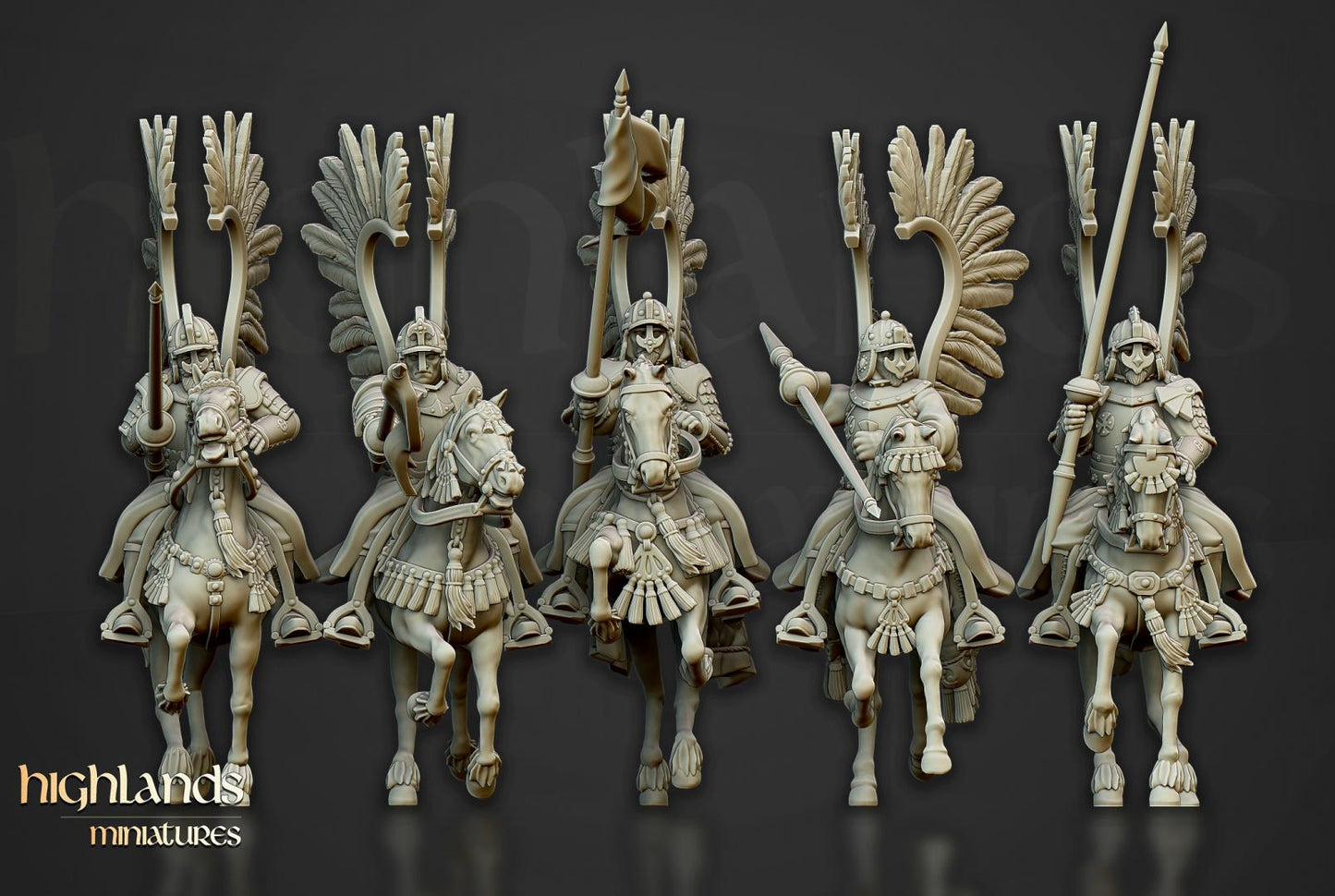Winged Hussars with Command Group 10 models Highland Miniatures Cavalry various scales (US tariffs are pre-paid by us)